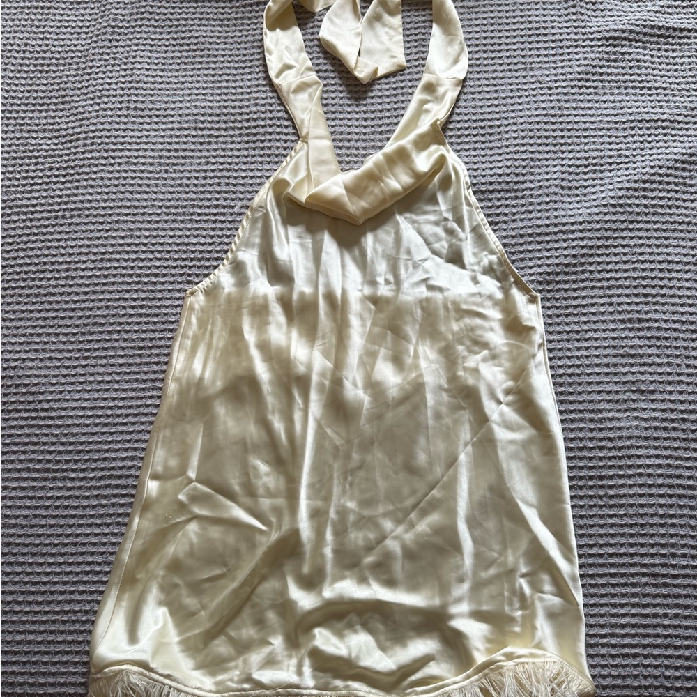 WeWoreWhat Cream Backless Dress Satin Elegance